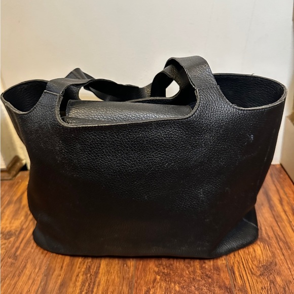 FALOR Leather Large Vintage Black pebbled leather FALOR Italy Hobo Bag nice! - Picture 5 of 11